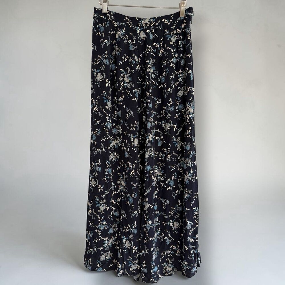 Vtg Navy Blue Ditsy Floral Maxi Skirt Cottagecore Boho Fits Sz 6 Flowy 90s - Picture 10 of 13